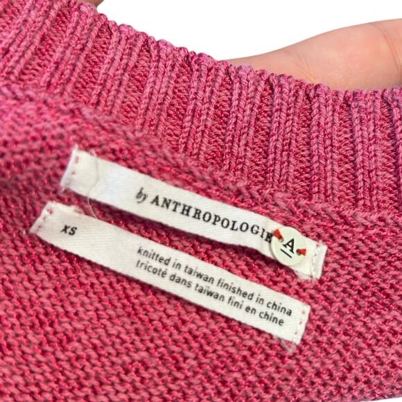 Anthropologie Pink Knit Top Womens Sz XS V Neck Sleeveless Flowy Summer Boho - Picture 6 of 16